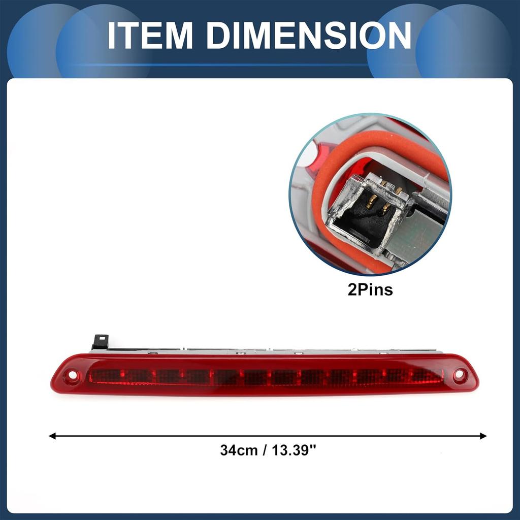 LED Third Brake Light Compatible for MercedesBenz Sprinter 2500 3500 2014-2023, Waterproof Plastic Red Housing 3rd High Mounted Stop Lamp Rear Center