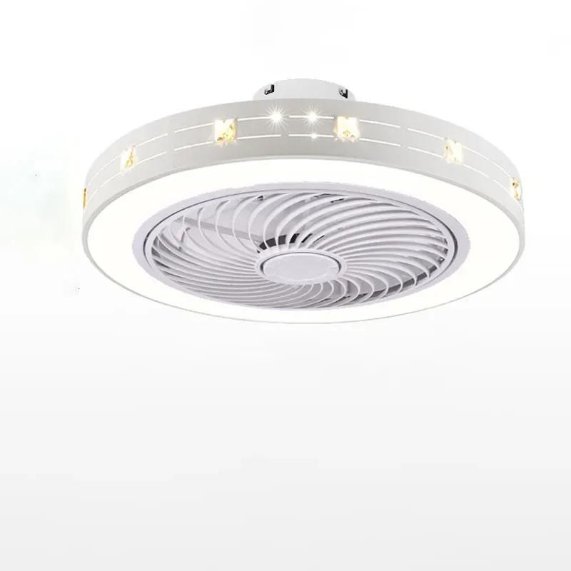 Modern Minimalist Living Room Ceiling Fan Light White LED Chandelier Remote Control Dimmable Bedroom Living Room Fan with Light
