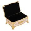 Vintage Jewelry Box Rectangular Exquisite Rose Pattern Zinc Alloy Soft Velvet Lining Trinket Organizer