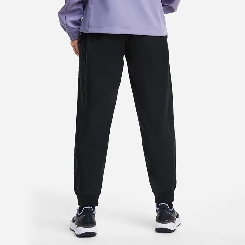 Li Ning Fitness Series Logo Print Fleece Lined Warm Water Resistant Cuffed Sports Pants Women Pants Black AYKSA14-1