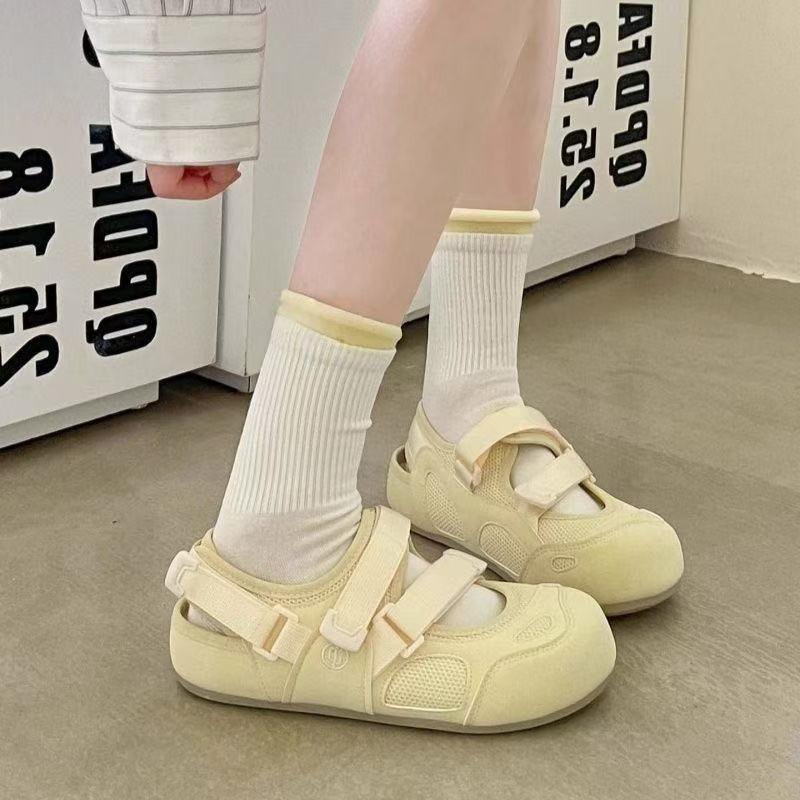 Ugly cute hollow female new comfortable breathable light mouth Velcro with skirt ballet