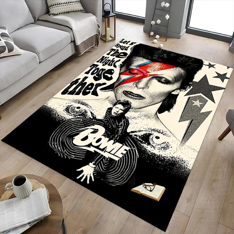 David Bowie Poster Carpet For Playroom Bedroom Living Room Sofa Home Decorkids Game Area Rug Nonslip Floor Mat