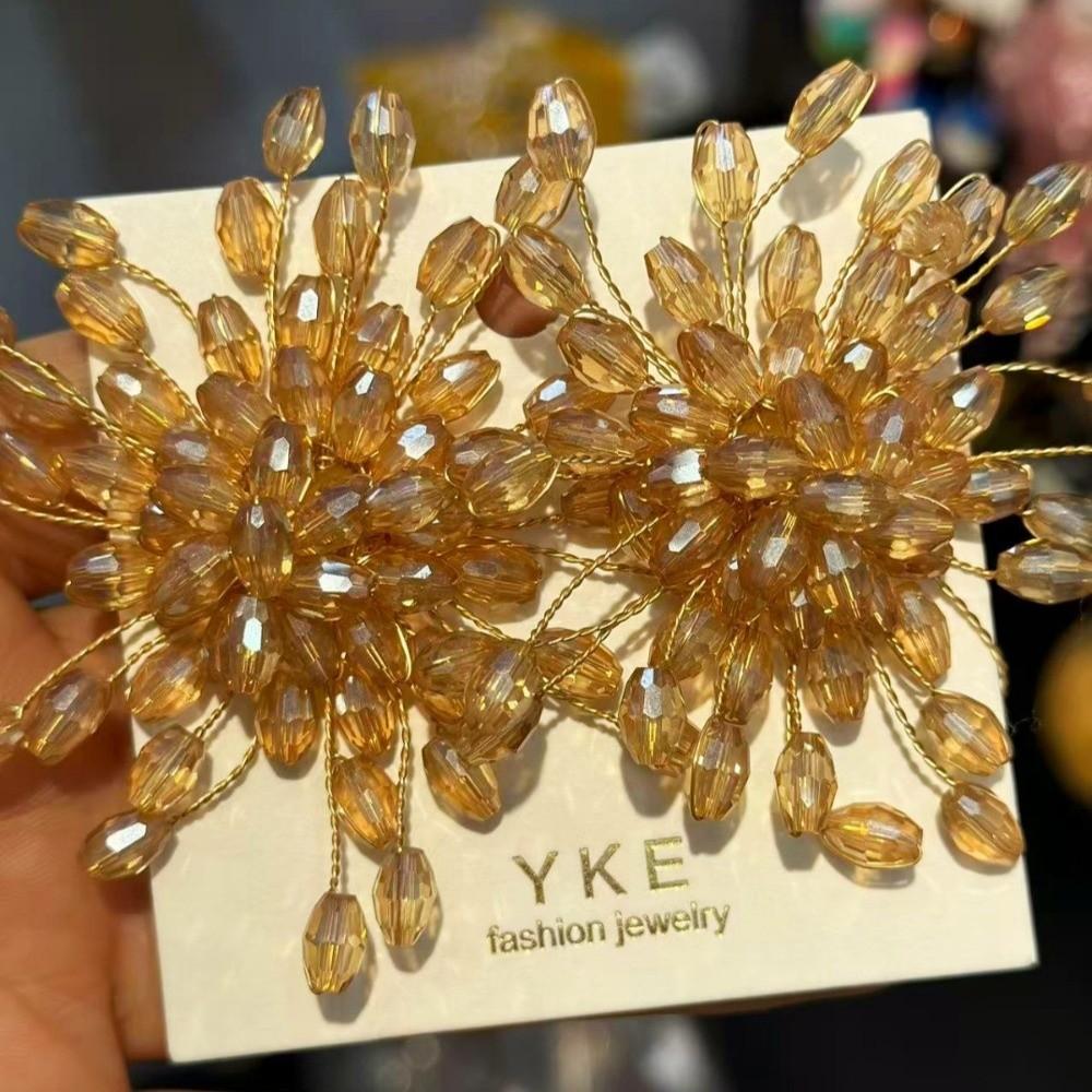 

Exaggerated Crystal Beaded Earrings Bridal Jewelry Sparkling Snowflake Earrings Handcrafted Star Shape Ear Accessory
