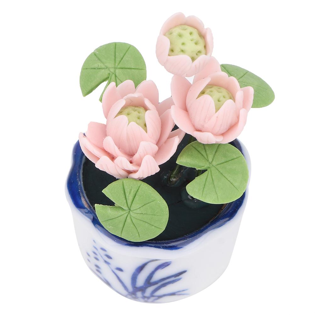 Mini 1/12 Puppenhaus Reizende Lotus Pflanze Blume Miniatur Heimdekoration Modell Zubehör