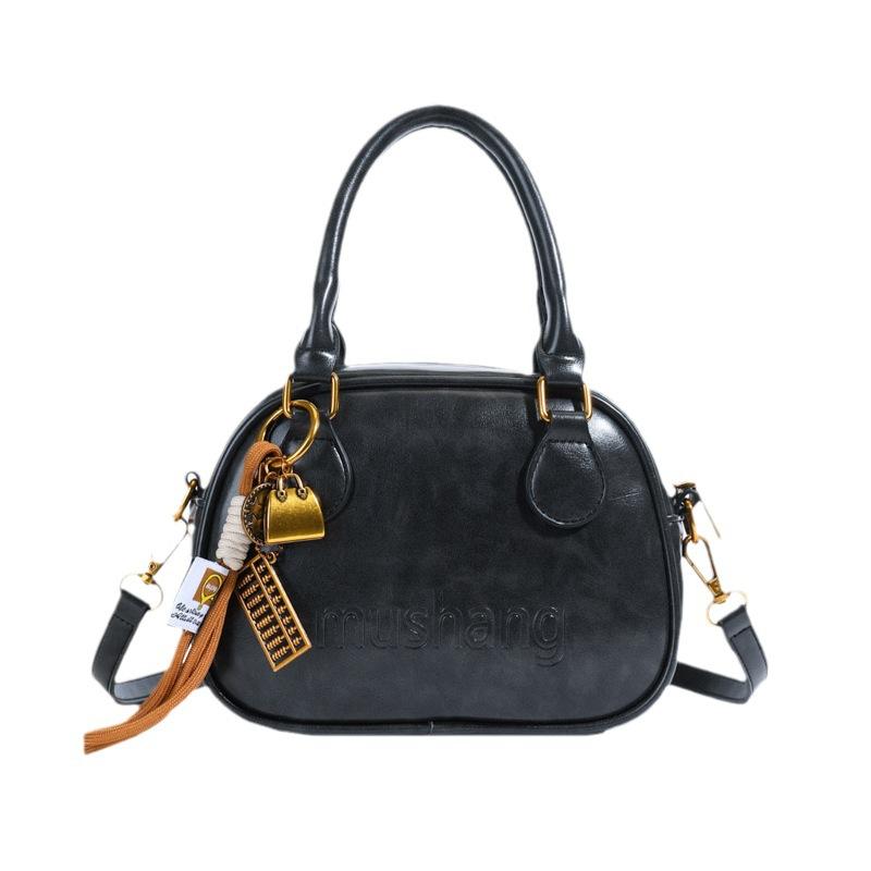 Niche Design Simple Texture Portable Bowling Bag Women's 2025 Autumn and Winter New Fashion Retro Messenger Shoulder Bag