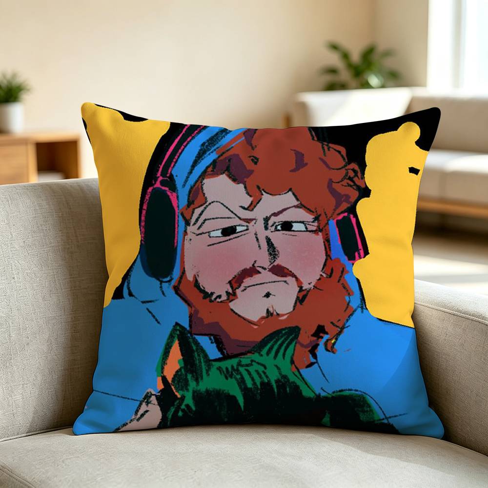 Comedic Horror Streamer CaseOh Square Double-Sided printed Pillow Case Bedroom Bedside Pillow Sofa Cushion Cover