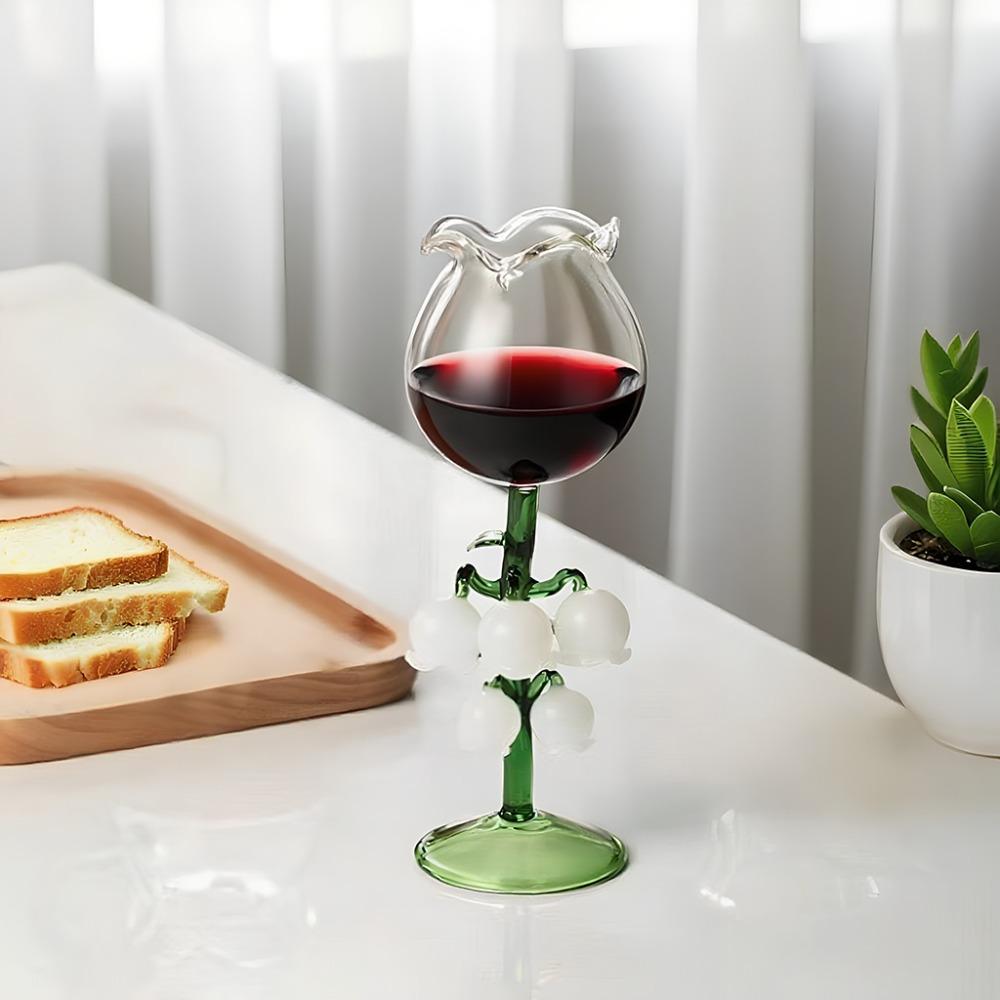 3 D Flower Orchid Tall Glass Clear Glass Drink Cup Creative Bell Orchid Goblet Dinner Gathering