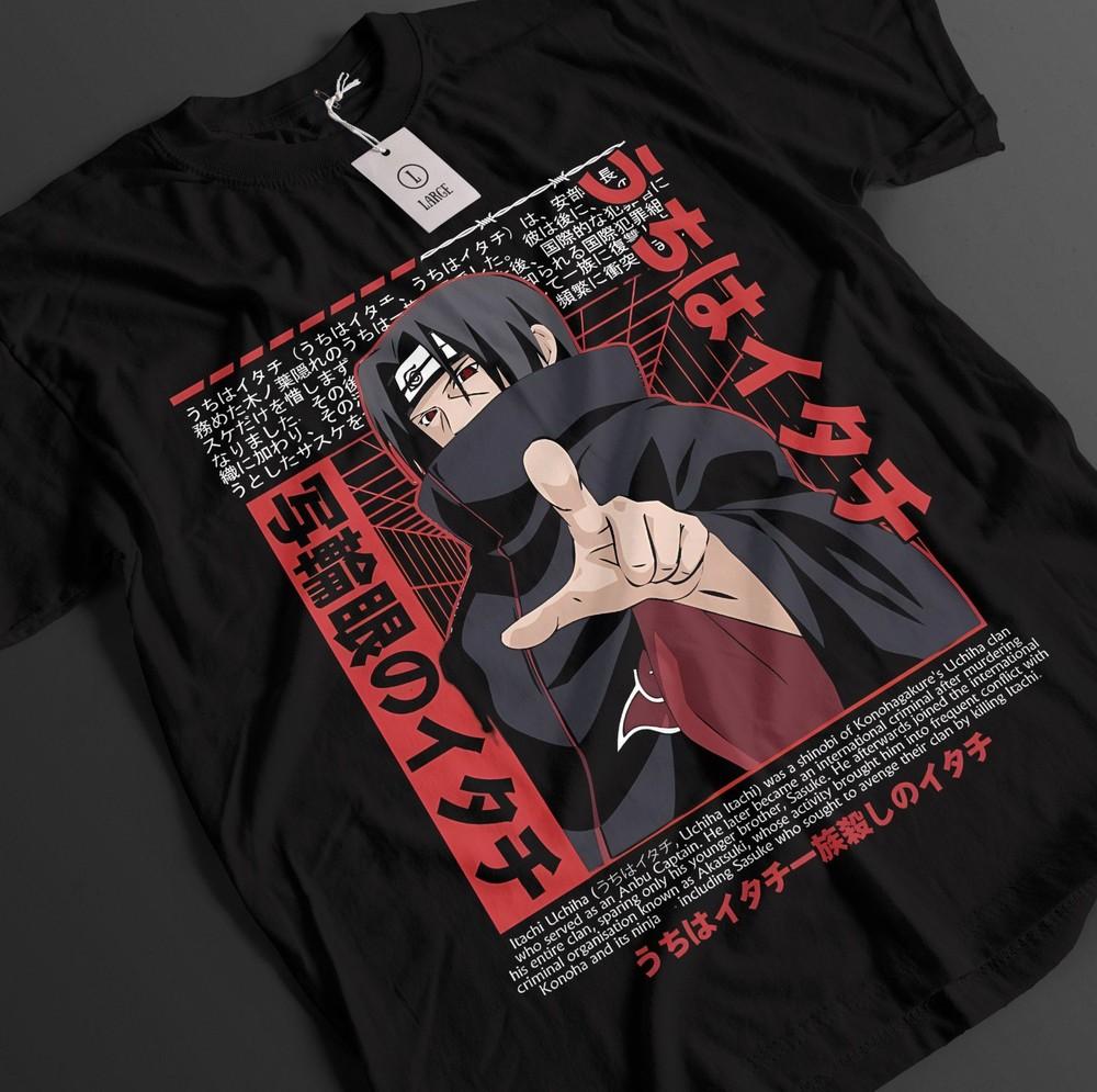

Naruto Shirt Itachi Uchiha Tshirt Sasuke T-Shirt Orochiru Anime Pain Unisex Tee L