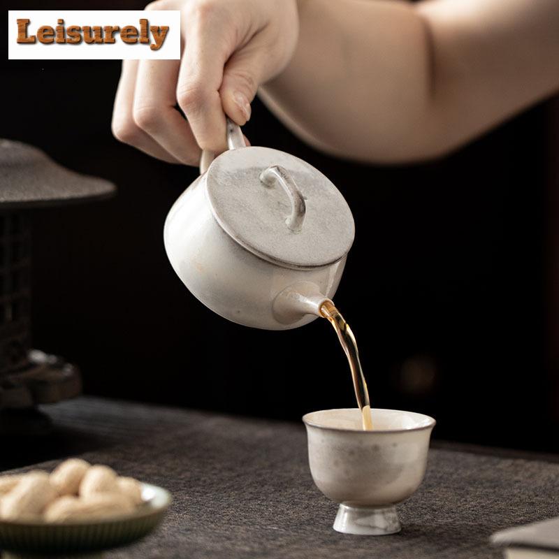 100ML Ink Painting Zhiye Roasting Stone Scoop Teapot Antique Tea Infuser Pot Tea Brewing Kettle With Strainer Tea Services Gift