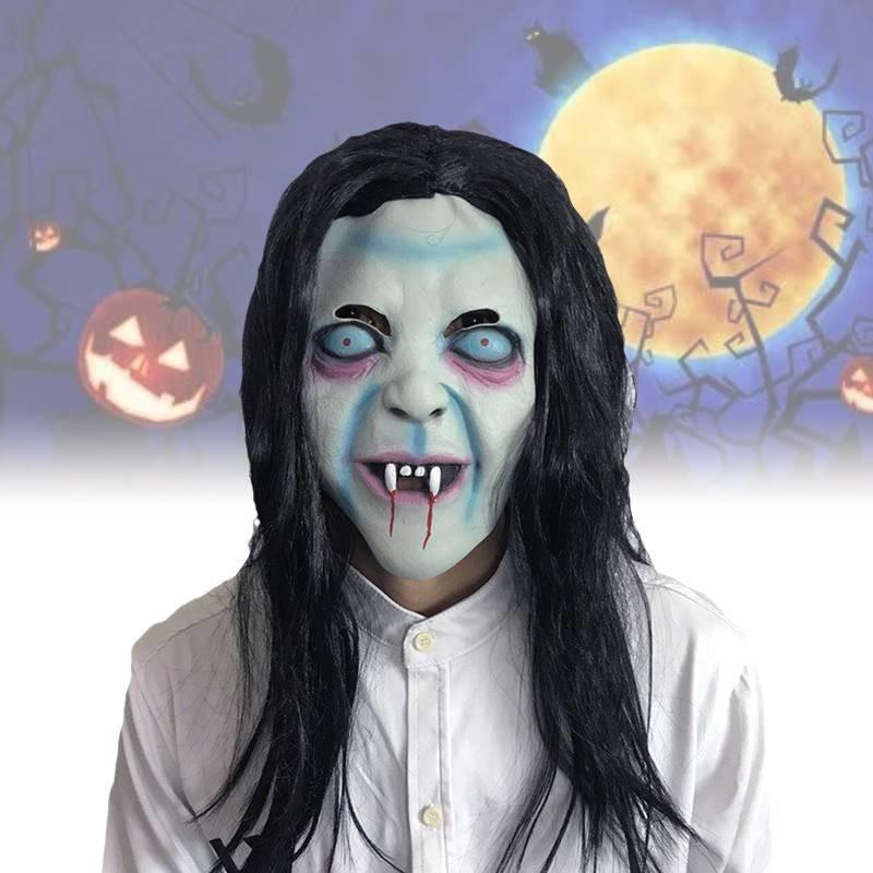 Long Mask Vampires Hair Ghost Face Latex Halloween Prop Cosplay Decor Accessory