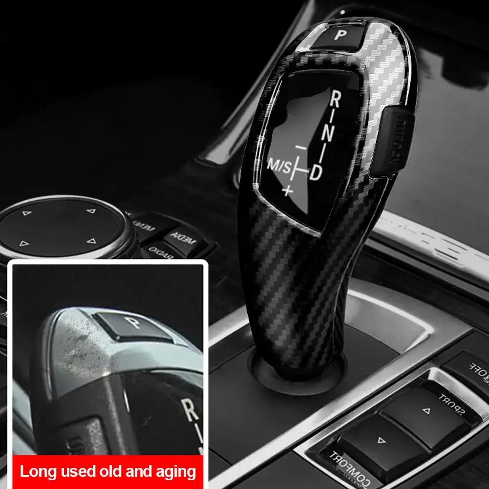 2 Stück/Set Kohlefaser Auto Schaltknauf Abdeckung Zierleiste Innenzubehör Auto Schalthebelmanschetten Für BMW X5 X6 E70 E71 2008-2017