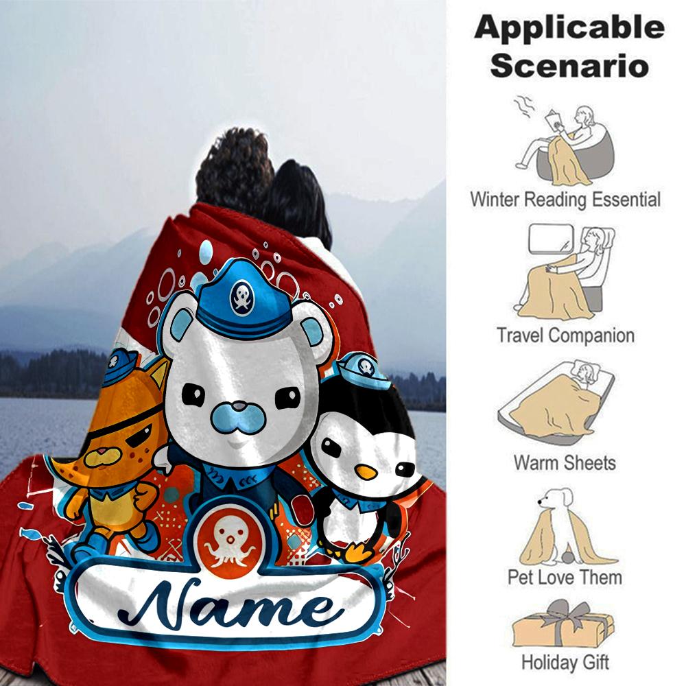 Customiz Name Personality Octonauts Blanket Soft &Warm Sofa Office Bed Travel Lunch Break Blanket, Gift Suitable All Seasons