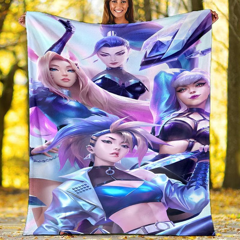 1pc Game L-Lol Theme Blanket - Digital Print, Polyester, Cozy for All Seasons, Perfect for Outdoor, and Travel