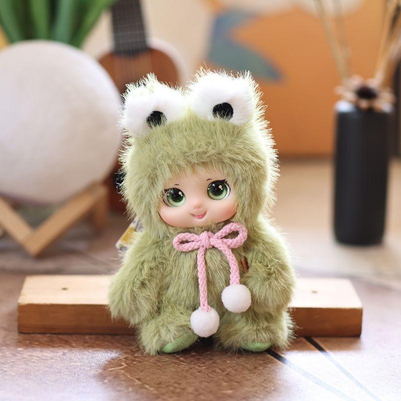 Cute Pvc Face Meng Wu Jia Zu Plush Doll Pendant Animal Shaped Rabbit Design Frog