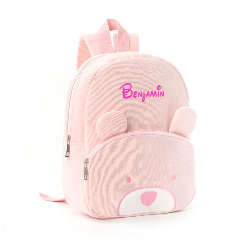 Toddler Backpack Cartoon Bear Corduroy Large Capacity Backpack Embroidered Backpack Plush Bag