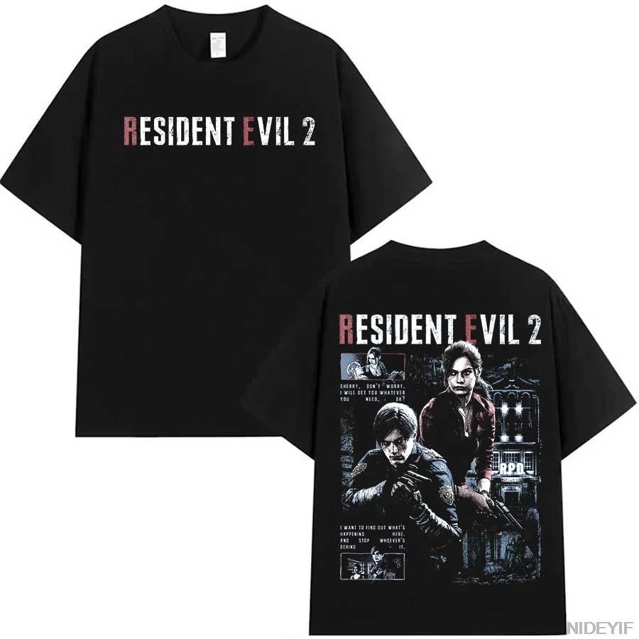 Resident Evil Biohazard Game T-shirt for Men Women Leon Kennedy 100% Cotton T Shirts Tops Oversized Y2k Clothing