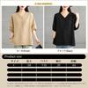 Short Sleeve Chiffon Pullover with Solid Loose Perfect for and Fall [POGCZMKK] Women's Tops, T-Shirt, V-Neck Buttons, Color, Simple, Stylish, Fit,