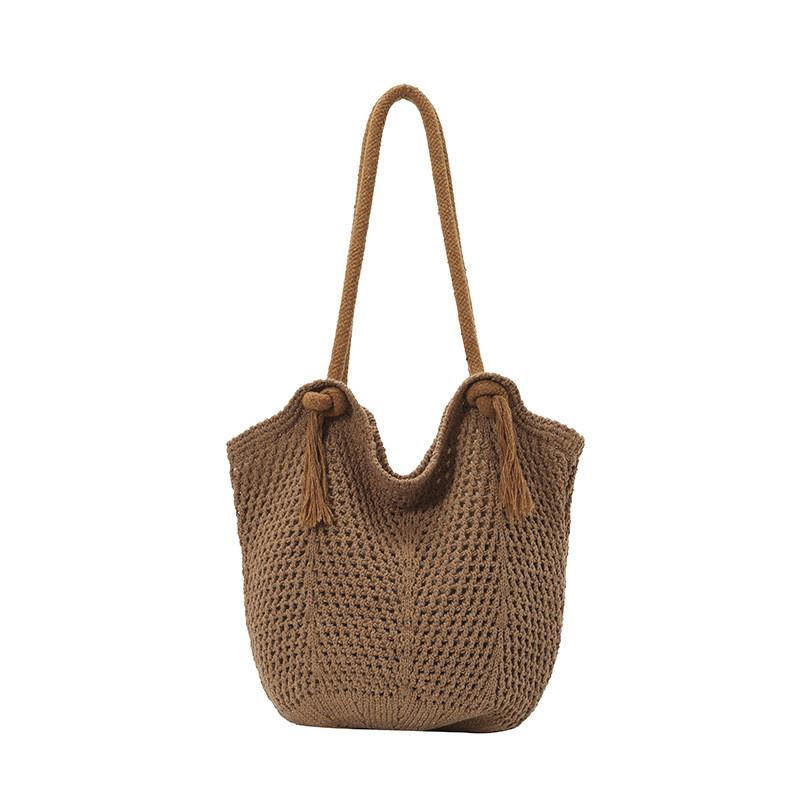 IELGY Beach Bag All-Match One-Shoulder Woven Large-Capacity Commu
