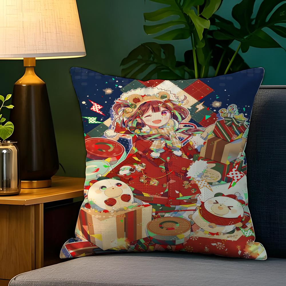 Schöne Weihnachten Niedliche Illustrationen Kissenbezug Natürlicher Leinen-Kissenbezug Beidseitig Dekoriert Sofakissenbezug Heimdekoration