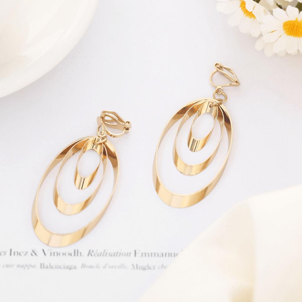 Promotional Personalized Earrings, Stylish And Simple Geometric Oval Earrings, No Ear Clips