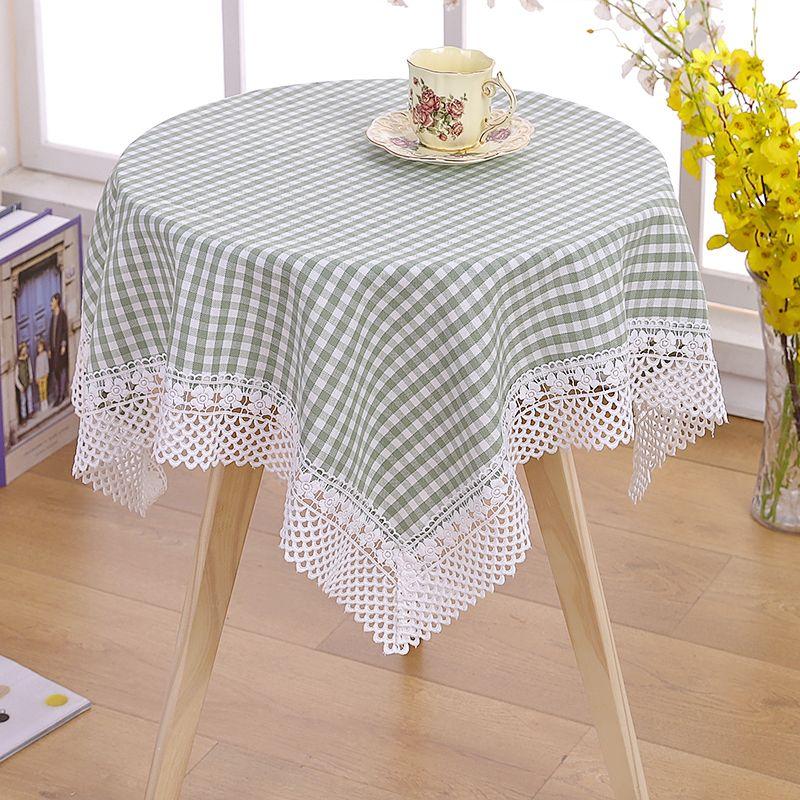 

Minimalist Fabrics Tablecloth Fresh Accessible Luxury Household Coffee Table Small round Table Cover Cloth Table Cloth Rectangular Square Pastoral Charm Green 195*145cm (large dining table, etc.)