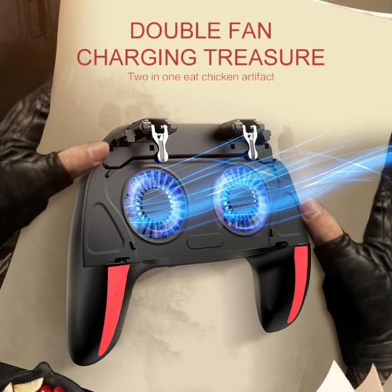 H10 4-Finger Dual Cooling Fan Wired Game Controller Joystick Gamepad for Phone