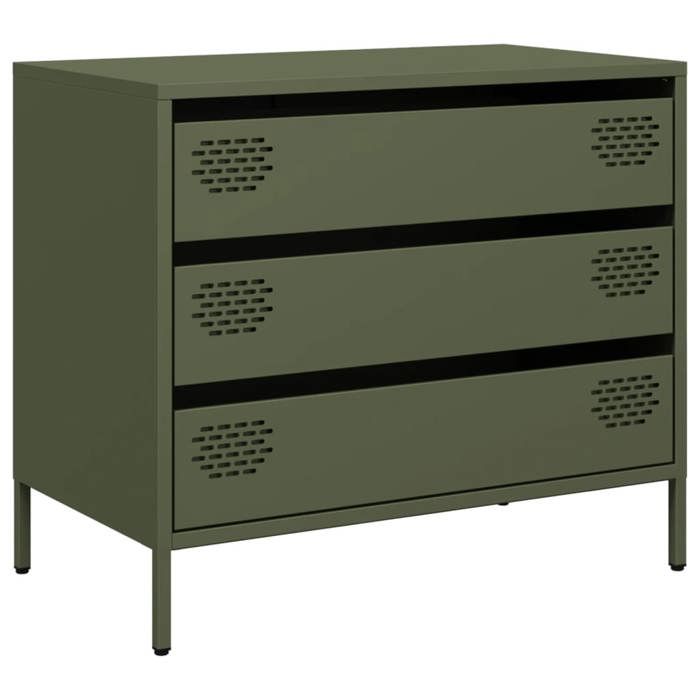 VidaXL Buffet vert olive 68x39x58,5 cm acier laminé à froid, meuble de rangement, meuble de rangement de cuisine, meuble de 851296
