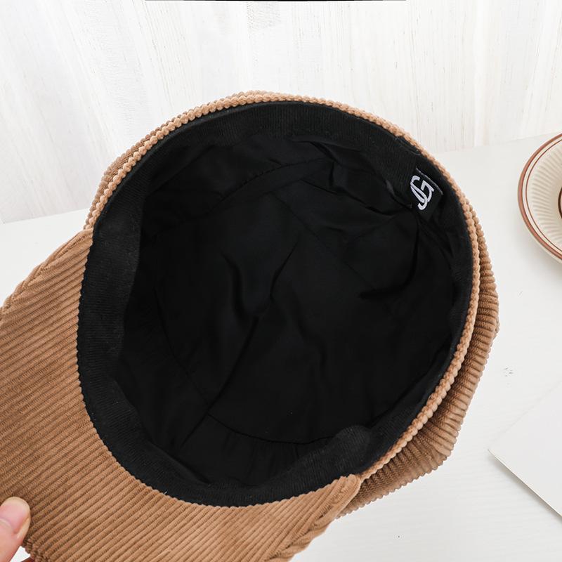 Chapéus de veludo cotelê para mulheres chapéu octogonal coreano vintage boina de lazer literária boné elegante simples chapéu de pintor quente moda