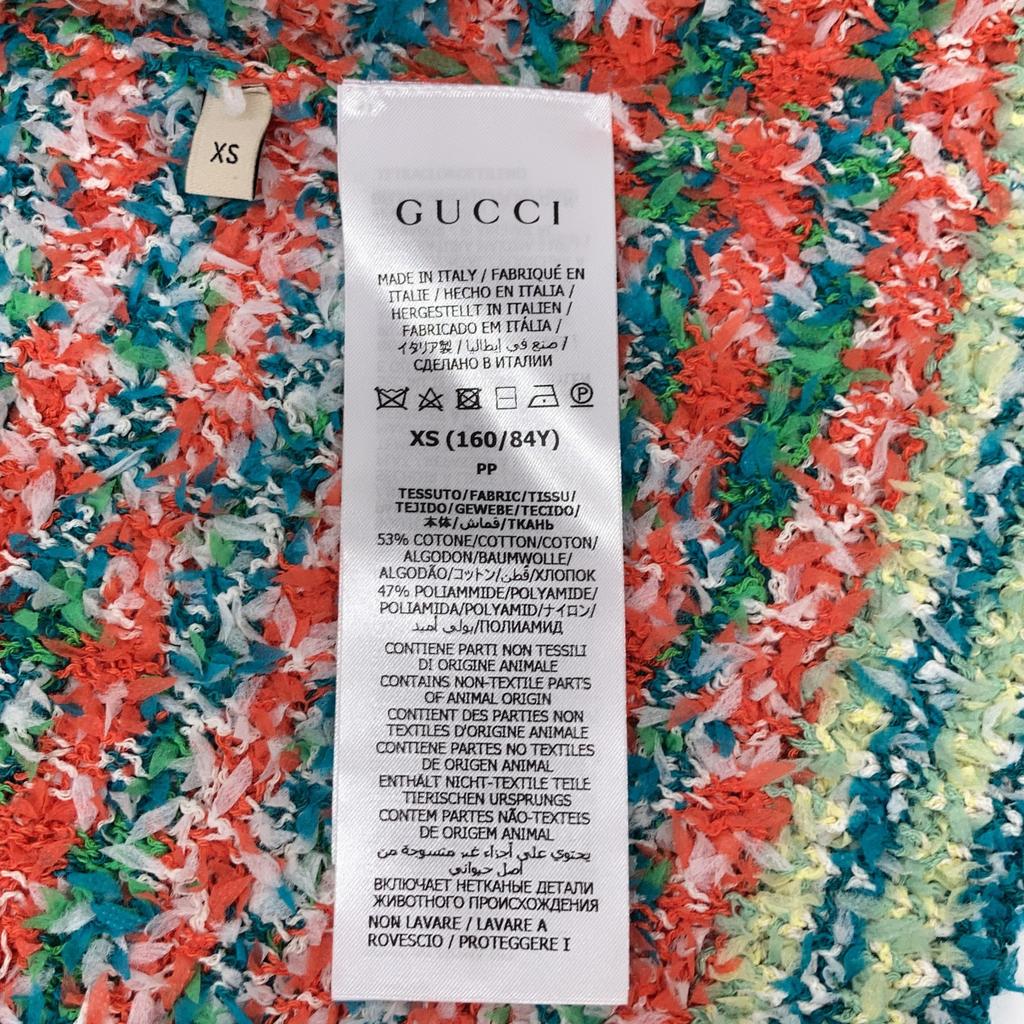 GUCCI 691588 Multicolor Cotton Maxi GG Short Sleeve Knit Cardigan tops XS multicolorUsed