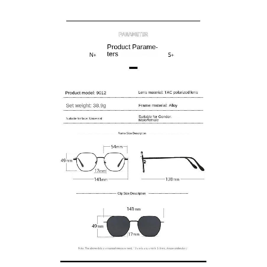 Magnetic Clip-On Glasses Irregular Frame Prescription Eyeglass Frames Polarized Clips Sunglasses Lenses Metal  Sunglasses