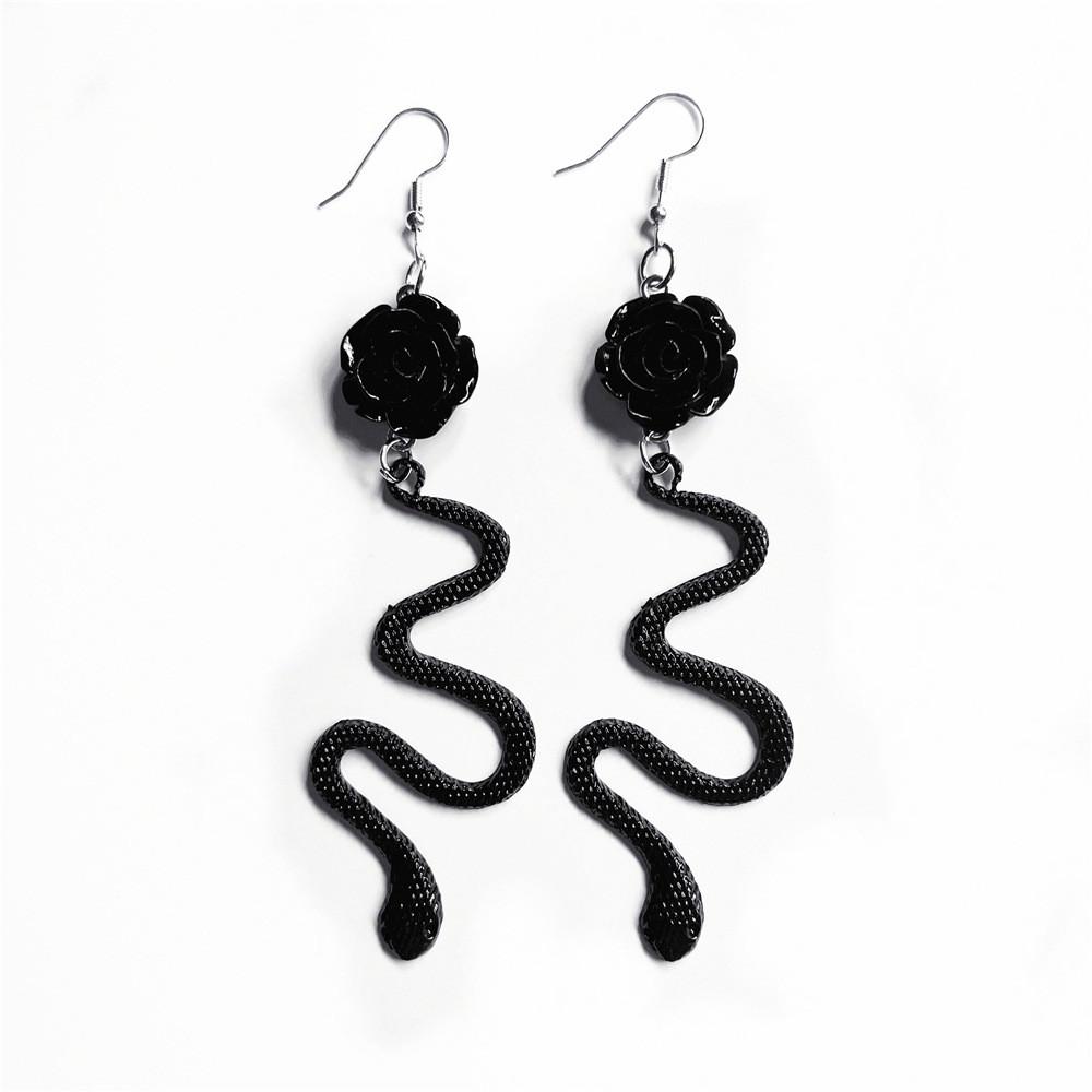 Dark Fashion Rose And Snake Animal Jewelry With Alloy Material For Womens Gothic Style