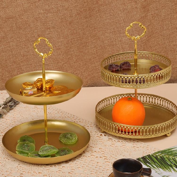 Multi Purpose 2 Tiers Iron Stand for Fruits Vegetables and Snacks Detachable Fruit Holder Tray Nonslip Base Basket