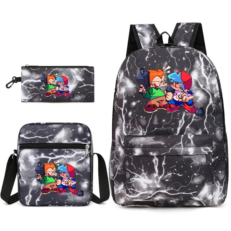 Classic Popular Friday Night Funkin Printed 3pcs/Set Pupil School Bags Laptop Daypack Backpack Inclined Shoulder Bag Pencil Case