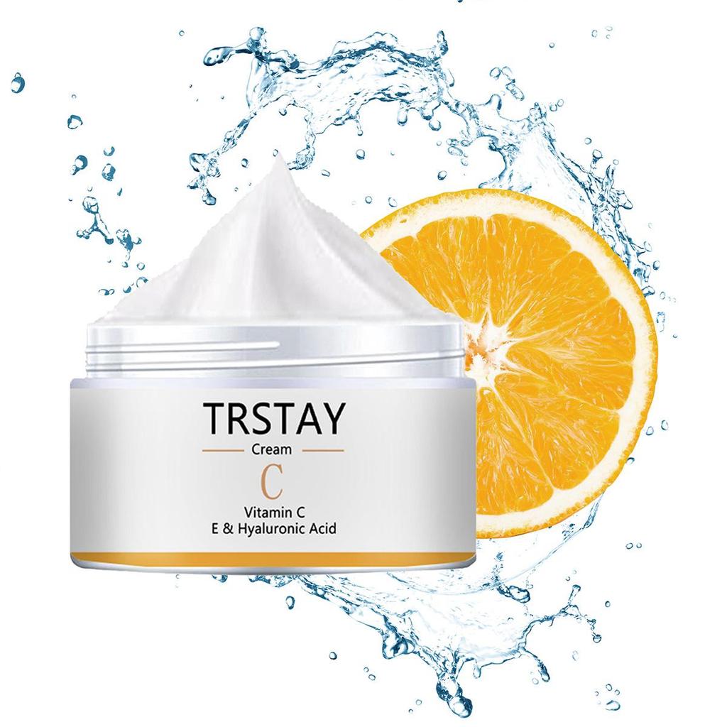 Gesichtscreme, Creme mit Vitamin C, E und Hyaluronsäure, Antioxidans, aufhellende und aufhellende Feuchtigkeitscreme