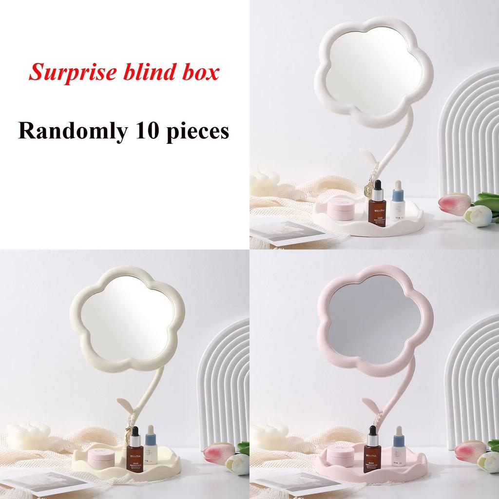 Sunflower Makeup Mirror for Students Desktop Flower Beauty Mirror Girl Dressing Table with Hanging Jewelry