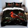 Cardinal Bird On Snowy Branch Bedding Duvet Cover Set  (1*Duvet Cover 2*Pillowcases, Without Duvet Insert)
