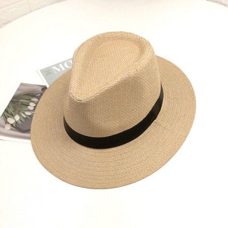 Paper Straw Big Flat Brim Top Hat In the Elderly Summer Sun Protection Hat Panama Straw Hat Men's Summer Men's Hat