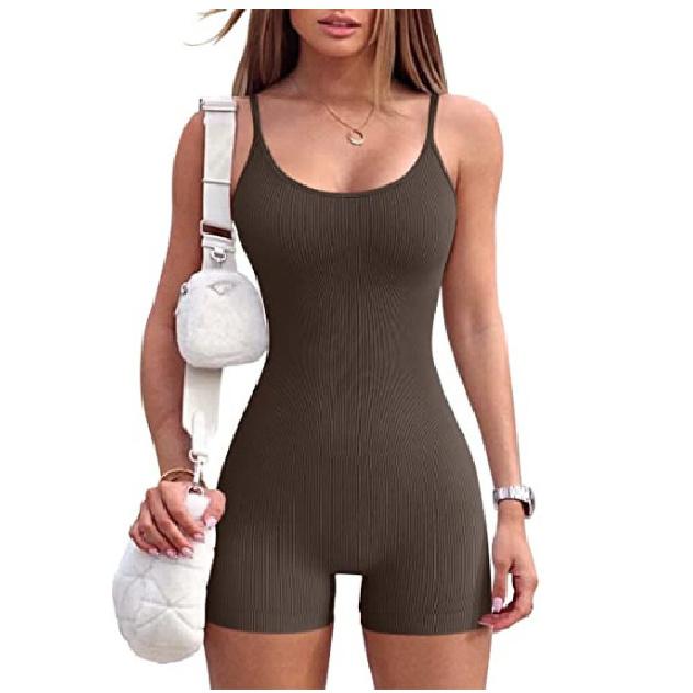 

Женский новый комбинезон, сексуальный, облегающий, без рукавов, облегающий, взрывной стиль, утягивающий талию и приподнимающий бедра, комбинезон, шорты XL темно-коричневого