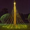 USB Five-pointed Star Lamp String 3.5M Waterfall Lamp Courtyard Outdoor Camping Garden Hanging Tree Lamp USB Christmas Led Lamp New Year Decorations