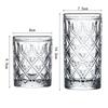 360ml/380ml Cocktail Glass Retro Transparent Relief Glass Cup Art Design Water Bottle Coffee Mug Juice Soda Water Beverage Cups