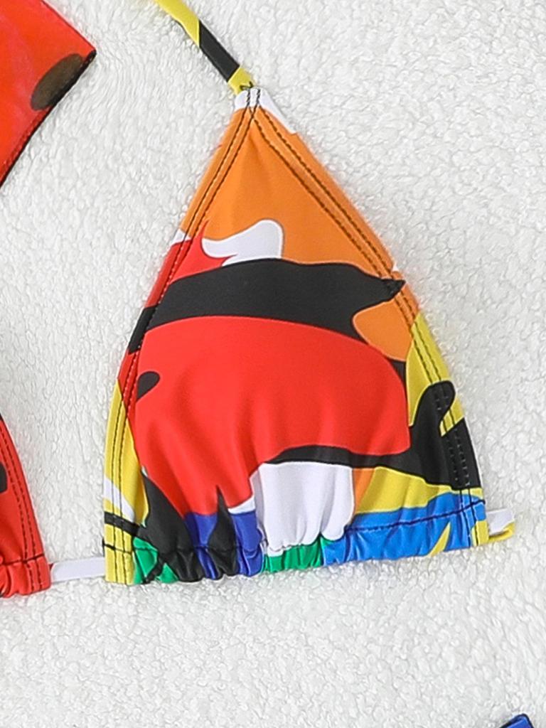 2026 European & American Sexy Print Women's Four-Piece Bikini Set Swimwear