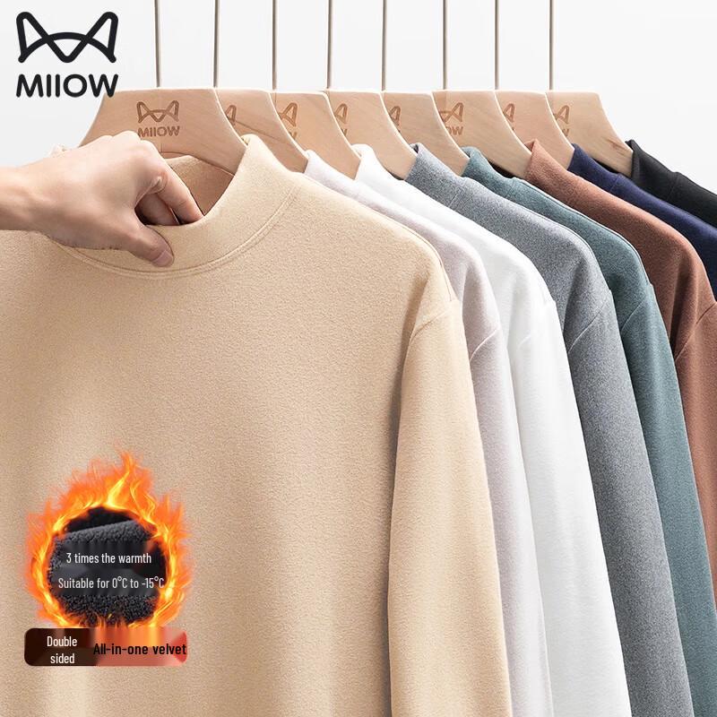 MiiOW Men s Thermal Fleece Mock Neck Long Sleeve T-Shirt XL
