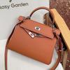 First layer cowhide high quality lychee pattern women's bag shoulder crossbody handbag
