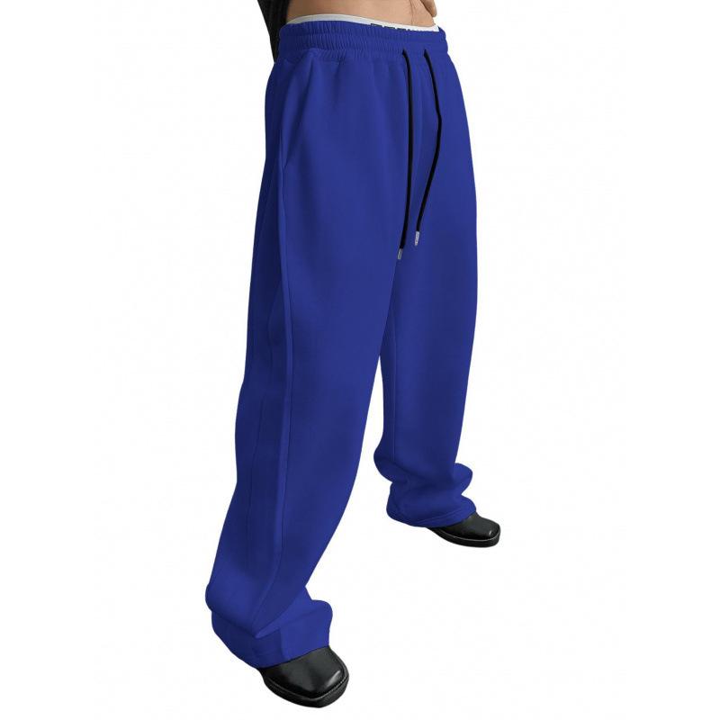 Men's 2025 European & American Style Wide-Leg Drawstring Sweatpants with Pockets