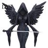 Dark Aesthetic Home Decor Gothic Faceless Witch Reaper Resin Statue, Vintage Black Robed Grim Figurine, Matte Scythe Figurine Desktop Ornament