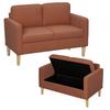 2-Seater Sofa with Storage and Solid Wooden Legs, for Living Room, Bedroom, 117 x 63 x 79 cm, Orange