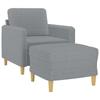 Armchair with Footstool Light Grey 60 Cm Fabric