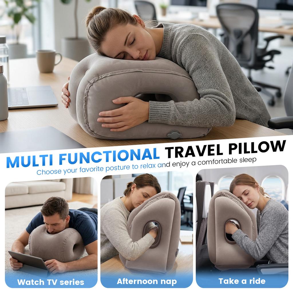 Inflatable Travel Pillows Portable Foldable Inflatable Sleeping Pillow with Storage Bag Airplane Neck Pillow Office Nap Pillows