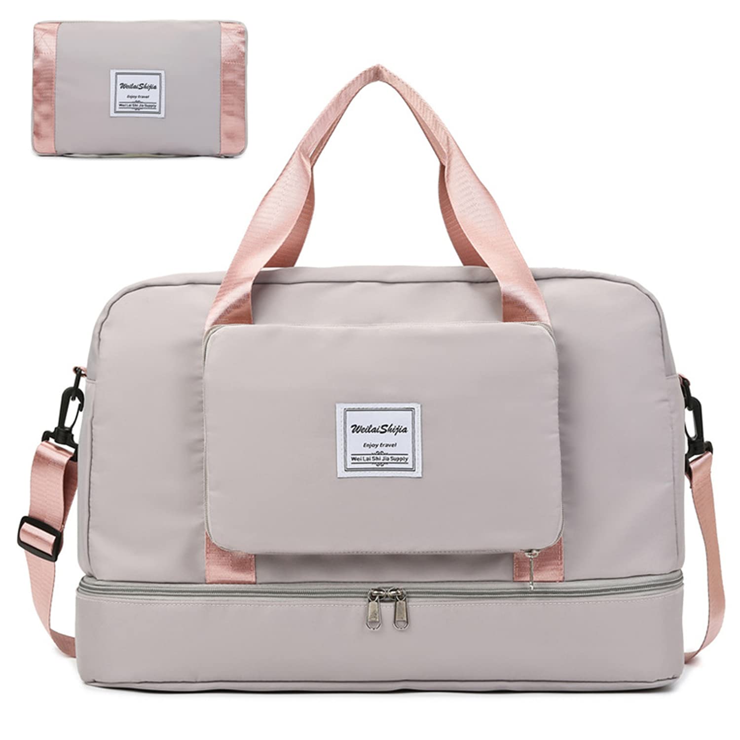 

Ganve Boston Большая Спортивная Дорожная Обувь Тренажерный Зал Плавание Бостон Гольф 1 Ночь 2 2 Ночи 3 Поездки на Работу Дорожная Сумка Серая Женская Сумка, Вместимость, 35 л, Складная, 4-сторонняя,