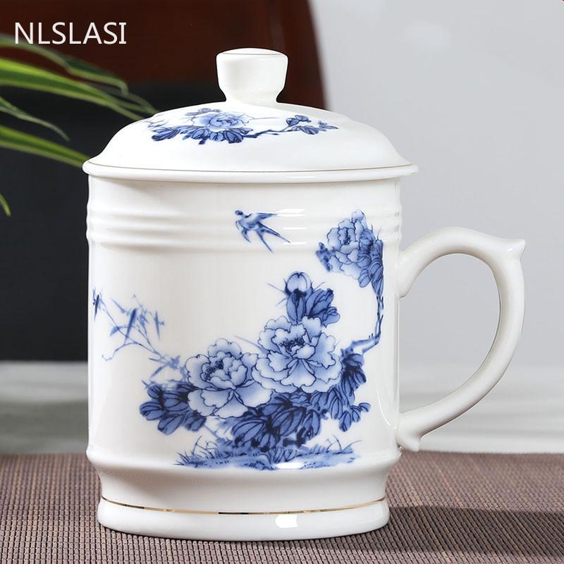 Jingdezhen Keramikk Med deksel Tekopper Håndmalt Blomstermønster Master Tekopp Boutiques Te-seremoni Tilbehør Tilbehør
